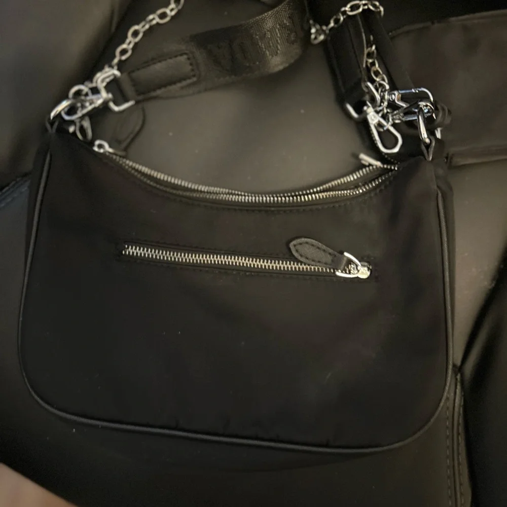 Prada Black Nylon Shoulder Bag with Chain Strap - Picture 5 of 5